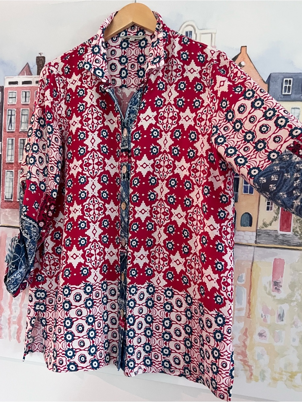 John Mark Women's Geometric Patterned Button-Up Tunic Size M - Picture 3 of 13